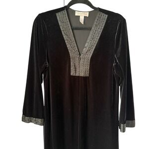 Oscar de la Renta The Pink Label Black Velvet Robe Nightgown Womens Medium NICE
